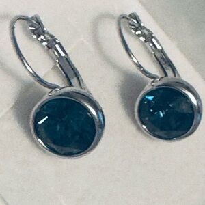 Touchstone Crystal by Swarovski Silver and Blue Earrings